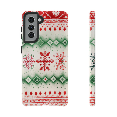 Icelandic Watercolor inspired by Christmas Sweaters - Impact Resistant Phone Case Samsung Galaxy S21 Glossy